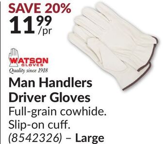 Princess Auto Man handlers driver gloves offer