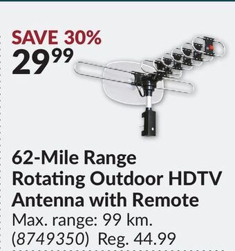 Princess Auto 62-mile range rotating outdoor hdtv antenna with remote offer