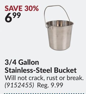 Princess Auto 3/4 gallon stainless-steel bucket offer