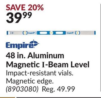 Princess Auto 48 in. aluminum magnetic i-beam level offer