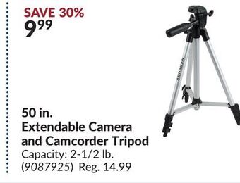 Princess Auto 50 in. extendable camera and camcorder tripod offer