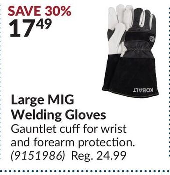Princess Auto Large mig welding gloves offer