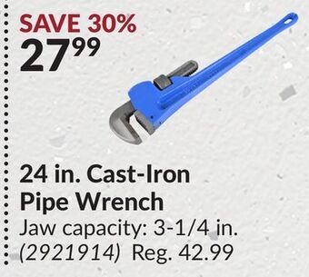 Princess Auto 24 in. cast-iron pipe wrench offer