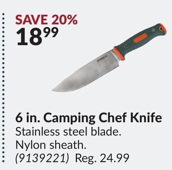 Princess Auto 6 in. camping chef knife offer