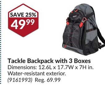 Princess Auto Tackle backpack with 3 boxes offer