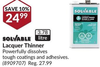 Princess Auto Solvable lacquer thinner offer
