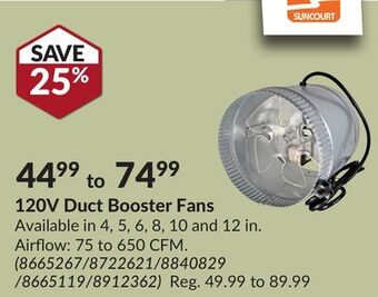 Princess Auto 120v duct booster fans offer