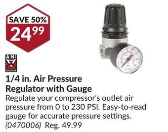 Princess Auto 1/4 in. air pressure regulator with gauge offer