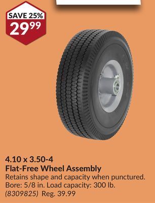 Princess Auto 4.10 x 3.50-4 flat-free wheel assembly offer