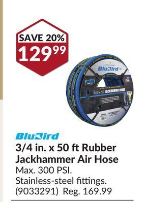 Princess Auto 3/4 in. x 50 ft rubber jackhammer air hose offer