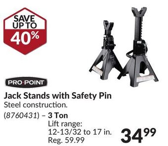 Princess Auto 3 ton jack stands with safety pin offer
