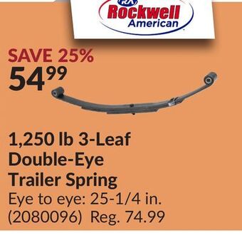 Princess Auto 1,250 lb 3-leaf double-eye trailer spring offer