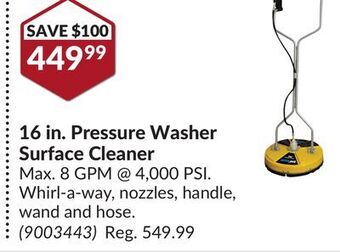Princess Auto 16 in. pressure washer surface cleaner offer