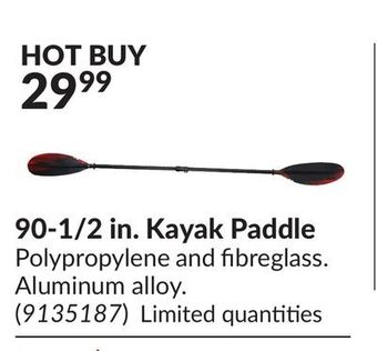 Princess Auto 90-1/2 in. kayak paddle offer