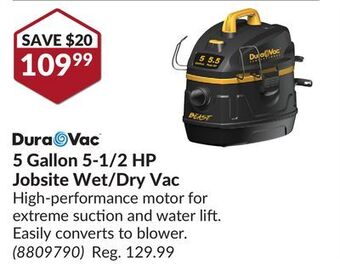 Princess Auto 5 gallon 5-1/2 hp jobsite wet/dry vac offer
