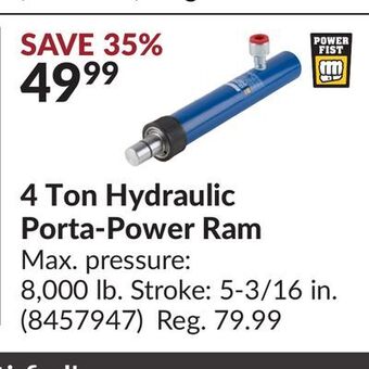 Princess Auto 4 ton hydraulic porta-power ram offer