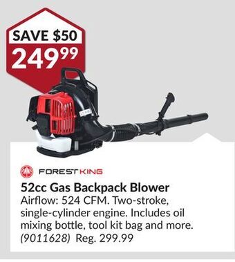 Princess Auto 52cc gas backpack blower offer