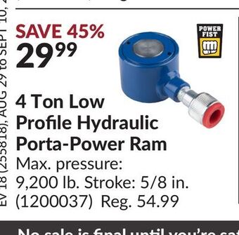 Princess Auto 4 ton low profile hydraulic porta - power ram offer