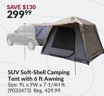 Princess Auto Suv soft-shell camping tent with 6 ft awning offer