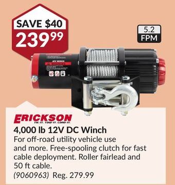 Princess Auto 4,000 lb 12v dc winch offer