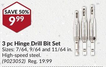 Princess Auto 3 pc hinge drill bit set offer