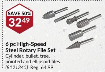 Princess Auto 6 pc high-speed steel rotary file set offer