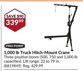 Princess Auto 1,000 lb truck hitch-mount crane offer