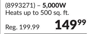 Princess Auto 5,000w 240v electric shop heater offer