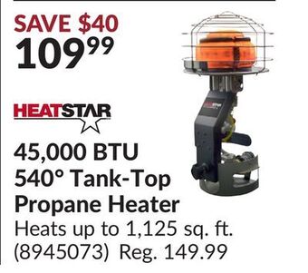 Princess Auto 45,000 btu 540° tank-top propane heater offer