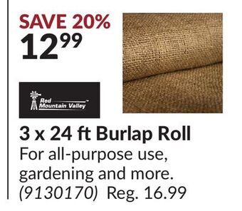 Princess Auto 3 x 24 ft burlap roll offer