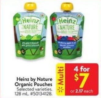 Walmart Heinz by Nature Organic Pouches offer