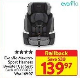 Walmart Evenflo Maestro Sport Harness Booster Car Seat offer