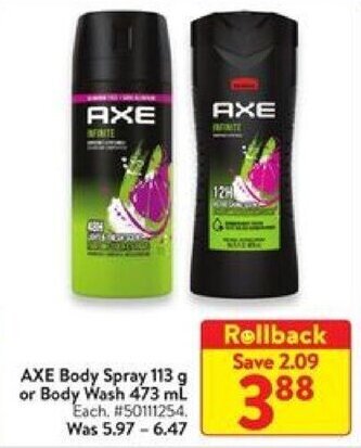 Walmart AXE Body Spray or Body Wash offer