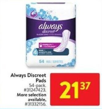 Walmart Always Discreet Pads offer
