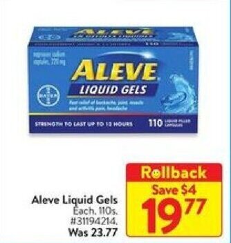 Walmart Aleve Liquid Gels offer