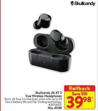 Walmart Skullcandy Jib XT 2 True Wireless Headphones offer