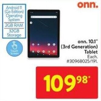 Walmart onn. 10.1" (3rd Generation) Tablet offer