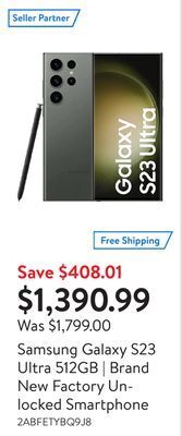 Walmart Samsung galaxy s23 ultra 512gb | brand new factory unlocked smartphone offer