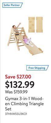 Walmart Gymax 3-in-1 wooden climbing triangle set offer