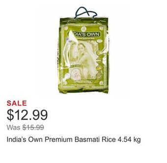 Costco India's own premium basmati rice 4.54 kg offer