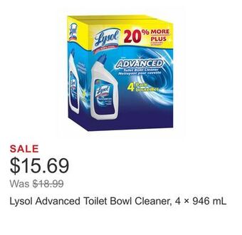 Costco Lysol advanced toilet bowl cleaner, 4 × 946 ml offer