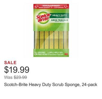 Costco Scotch-brite heavy duty scrub sponge, 24-pack offer