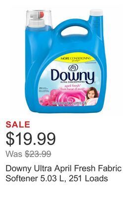 Costco Downy ultra april fresh fabric softener 5.03 l, 251 loads offer