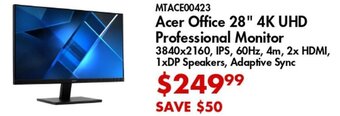 Canada Computers MTACE00423 Acer Office 28" 4K UHD Professional Monitor offer