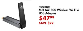 Canada Computers MSI AX1800 Wireless Wi-Fi 6 USB Adapter offer