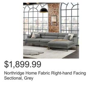 Costco Northridge home fabric right-hand facing sectional, grey offer