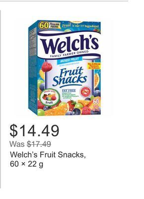 Costco Fruit snacks, 60 × 22 g offer