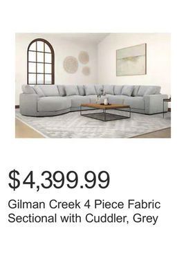 Costco Gilman creek 4 piece fabric sectional with cuddler, grey offer