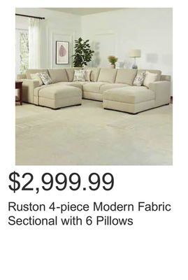 Costco Ruston 4-piece modern fabric sectional with 6 pillows offer