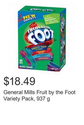 Costco General mills fruit by the foot variety pack, 937 g offer